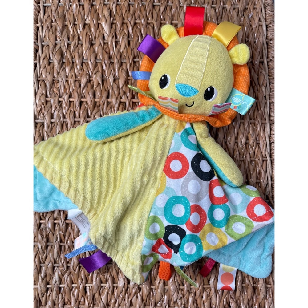Bright Starts Lion Taggies Baby Lovey Plush Fleece Security Blanket Blankie